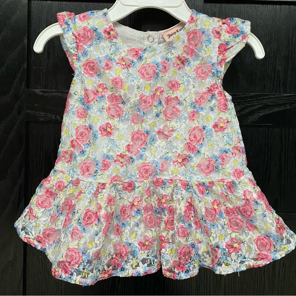 Juicy Couture Baby Toddler Girl Dress Pink Floral Top 24M
